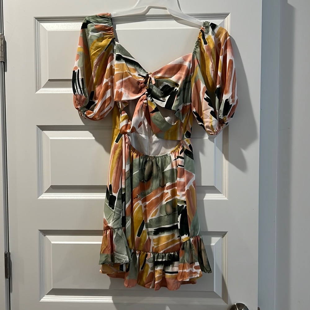 Abstract cutout mini dress